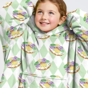 Mardi Gras Donut Wearable Bamboo Blanket Hoodie