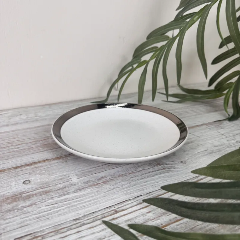 Siaki Teller Weiß Keramik 20cm Goldrand Schale Neu Geschirr Porzellan Küchenbedarf