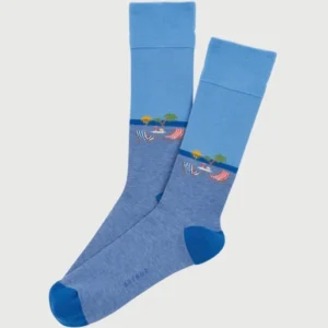 Chaussettes Homme Transat Bleu Imprimé transats en bord de mer palmiers 1