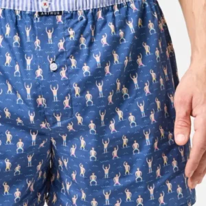 Caleçon avec suspensoir Le Club n°1222 Imprimé baigneurs en maillot multicolore élastique rayure bleu et blanc 1