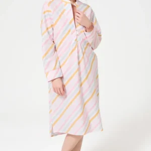 Chemise de nuit Femme Maé Manches longues Imprimé rayures multicolores 1