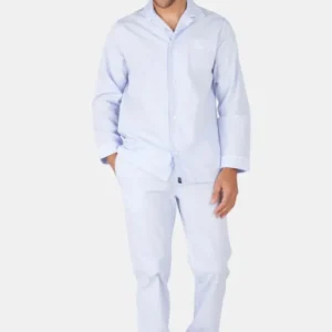 Pyjama long boutonné Homme Tradi Bleu 1