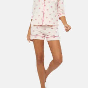Pyjama court boutonné Femme Coquillage Rose 1