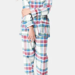 Pyjama long boutonné Enfant Logan Blanc et Ivoire 1