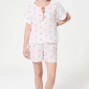 Pyjama Femme Soleil Manches courtes Imprimé soleils oranges 1