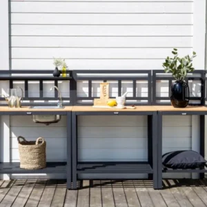 Ablagetisch Ellie – Outdoor-Küchenmodul mit Teakholz-Arbeitsfläche