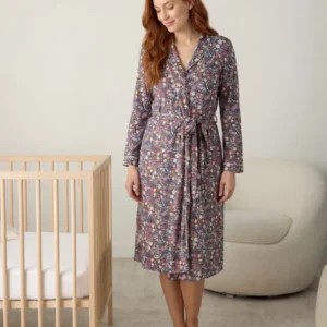 Midnight Petals Bamboo Women Robe