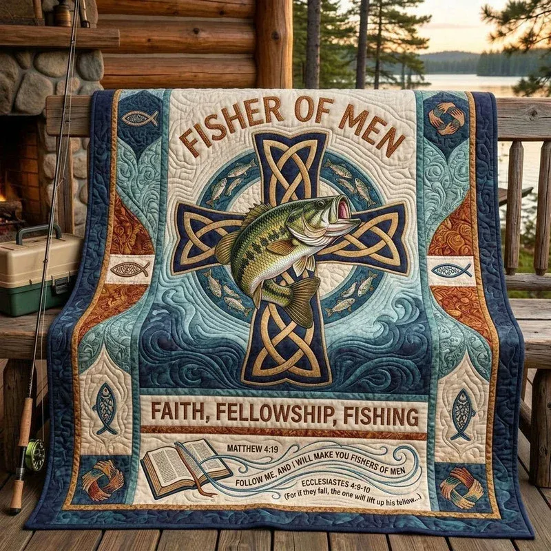 Aqua Bass Splash Bamboo Quilt Blanket