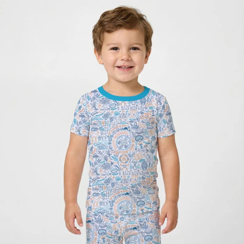 Doodle Passover Matching Family Bamboo Two Piece Short Sleeve Pajama Set