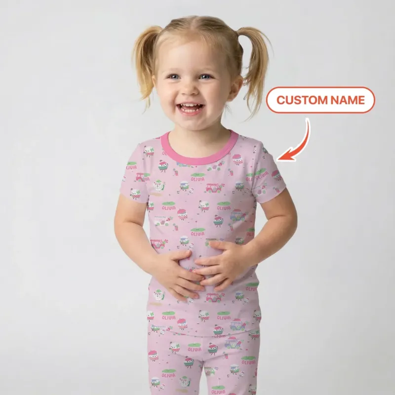 Cute Golf ball Bamboo Two Piece Short Sleeve Pajama Set