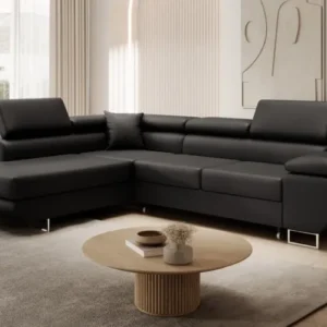 Designer Ecksofa Aston mit Schlaf- und Klappfunktion aus Kunstleder