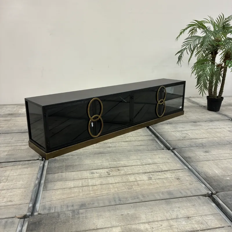 PTMD Riho PTMD Sideboard Glas Kommode Schwarz Metall