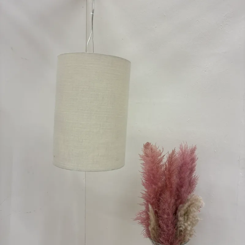 Deckenlampe Hängeleuchte Stoffschirm 28cm Beige Sand Textil Lampe Gebraucht