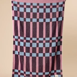 TBCo Cotton Beach Towel in Pink Cabana Check featuring natural and recycled fibres, Certified B-Corp, Women-Founded, designed to make an impact