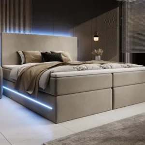 Boxspringbett Voyage mit LED u. Stauraum in Samt