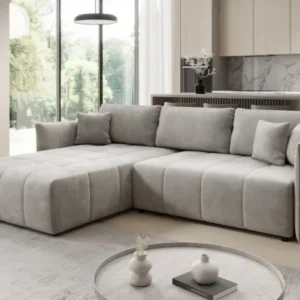 Designer Ecksofa Velaro mit Schlaf- und Klappfunktion in Samt