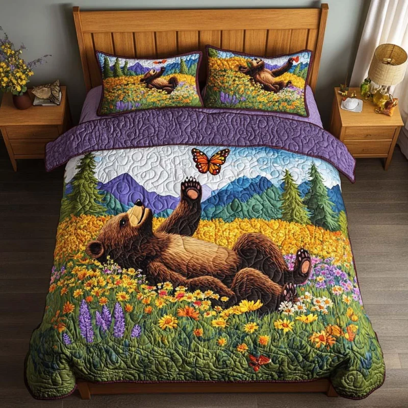 Bear Scenic Adventure Bamboo Quilt Bedding Set