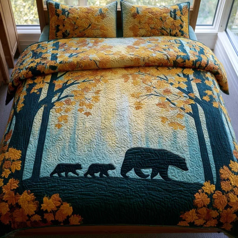 Bear Woodland Adventure Bamboo Quilt Bedding Set