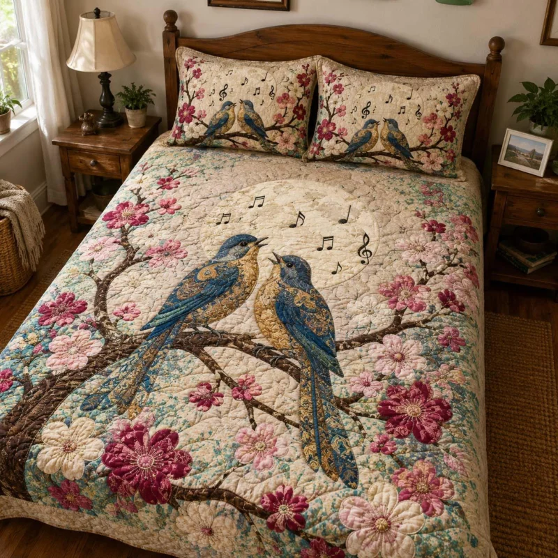 Bird Paradise Bamboo Quilt Bedding Set