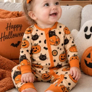Black Cat Pumpkin Halloween Bamboo Convertible Zippy