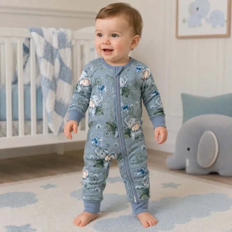 Blue Elephant Bloom Bamboo Convertible Zippy
