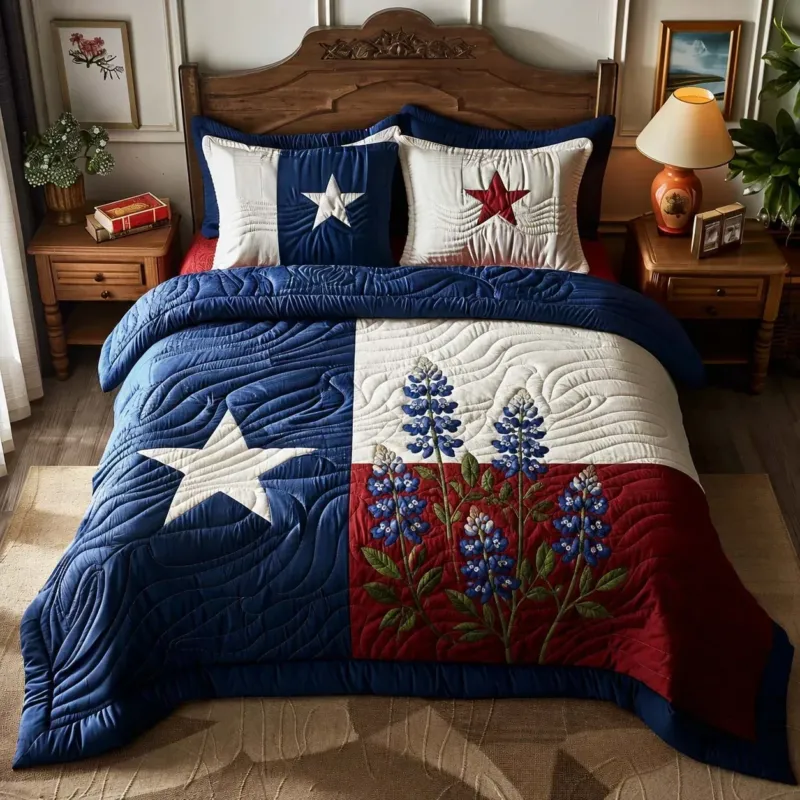 Bluebonnet Breeze Bamboo Quilt Bedding Set