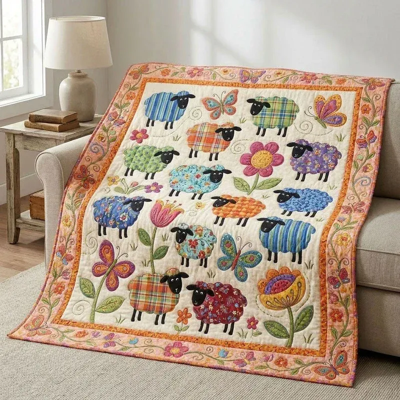 Botanical Garden Sheep Bamboo Quilt Blanket