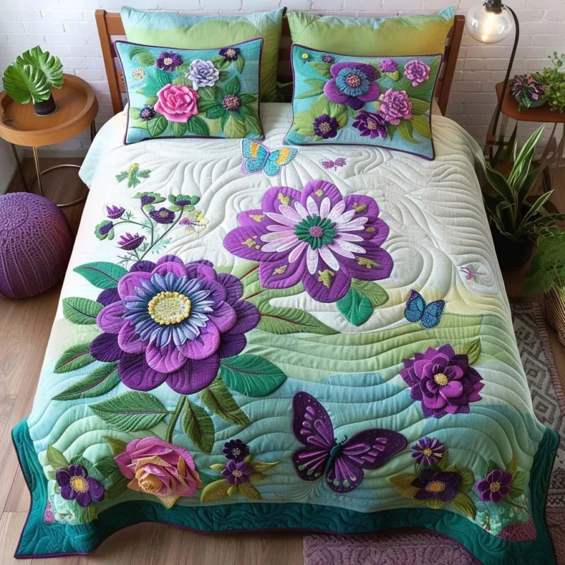 Butterfly Dream Garden Bamboo Quilt Bedding Set
