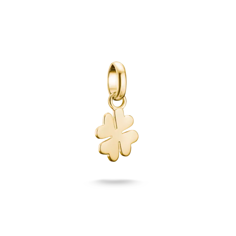 Glücksklee-Charm-Anhänger aus 18k vergoldetem Gold, am Ösenbügel