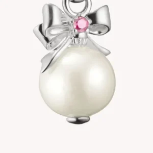 THOMAS SABO Perlen-Charm-Anhänger in Silber mit Schleife und pinkem Stein