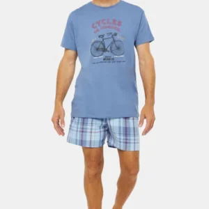 Pyjama court Pyjaméricain Homme Cycles de sommeil Bleu 1