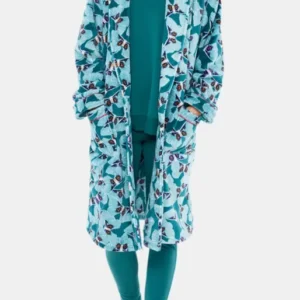 Robe de Chambre Femme Polaire Papillon Vert 1