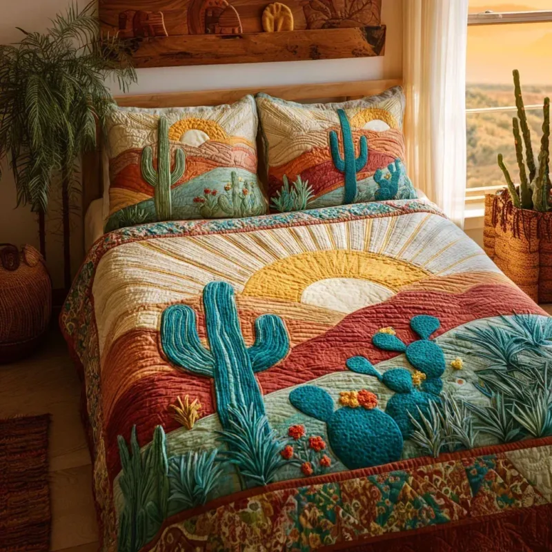 Cactus Valley Bamboo Quilt Bedding Set