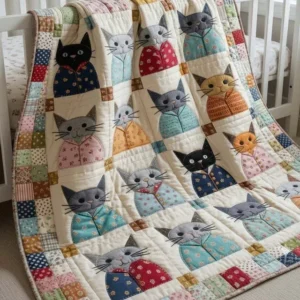 Cats In Pyjamas Bamboo Quilt Blanket