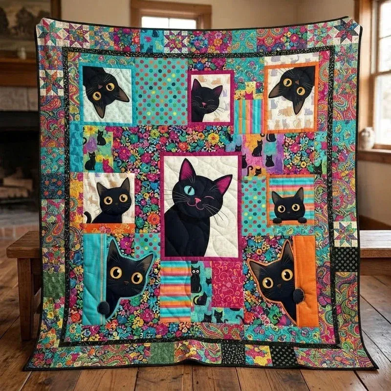 Cheerful Kitten Bamboo Quilt Blanket