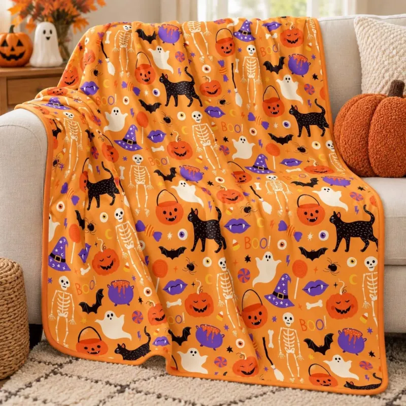 Classic Halloween Icons Bamboo Blanket