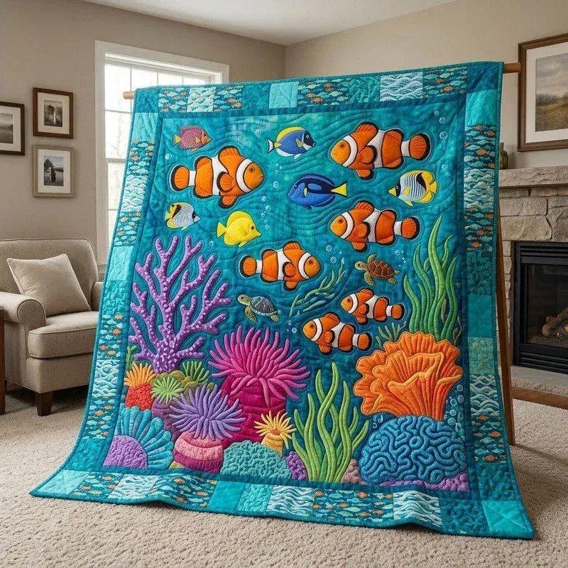 Clownfish Ocean Bamboo Quilt Blanket