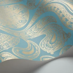 Cole and Son - Tapete Malabar Wallpaper-Tapeten-Cole & Son-Metallic - Petrol 66/1001-TOJU Interior