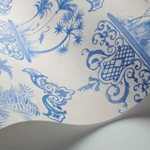 Cole and Son - Tapete Rousseau Wallpaper-Tapeten-Cole & Son-Blue on White S99/9037-TOJU Interior