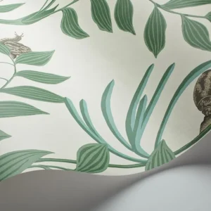 Cole and Son - Tapete Secret Garden Wallpaper-Tapeten-Cole & Son-Forest Green on White S103/9030-TOJU Interior