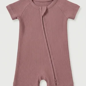 Mauve Ribbed Bamboo Shorty Zippy
