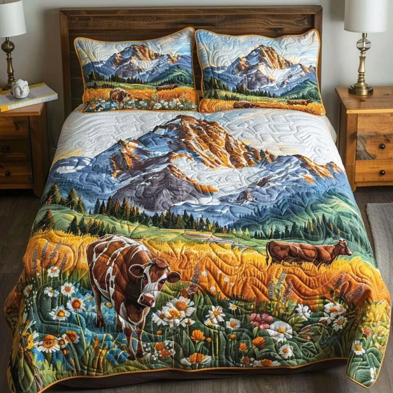 Cow Garden Bamboo Quilt Bedding Set