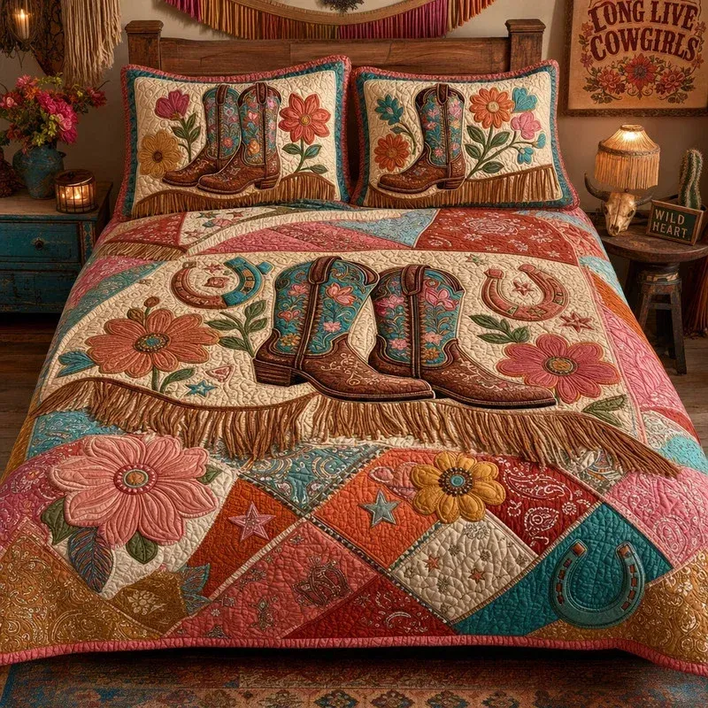 Cowgirl Prairie Bamboo Quilt Bedding Set