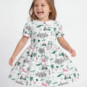 Preppy Palm Getaway Bamboo Peter Pan Collar Dress