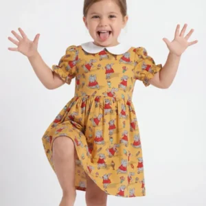 Dancing Hippo Treats Bamboo Peter Pan Collar Dress