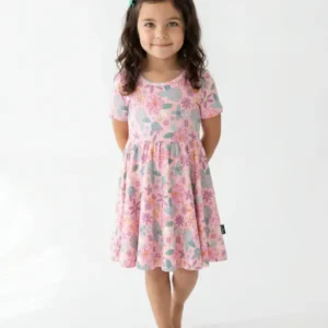 Cute Colorful Flowers Ditsy Bamboo Twirl Dress