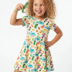 Dino Summer Splash Bamboo Twirl Dress