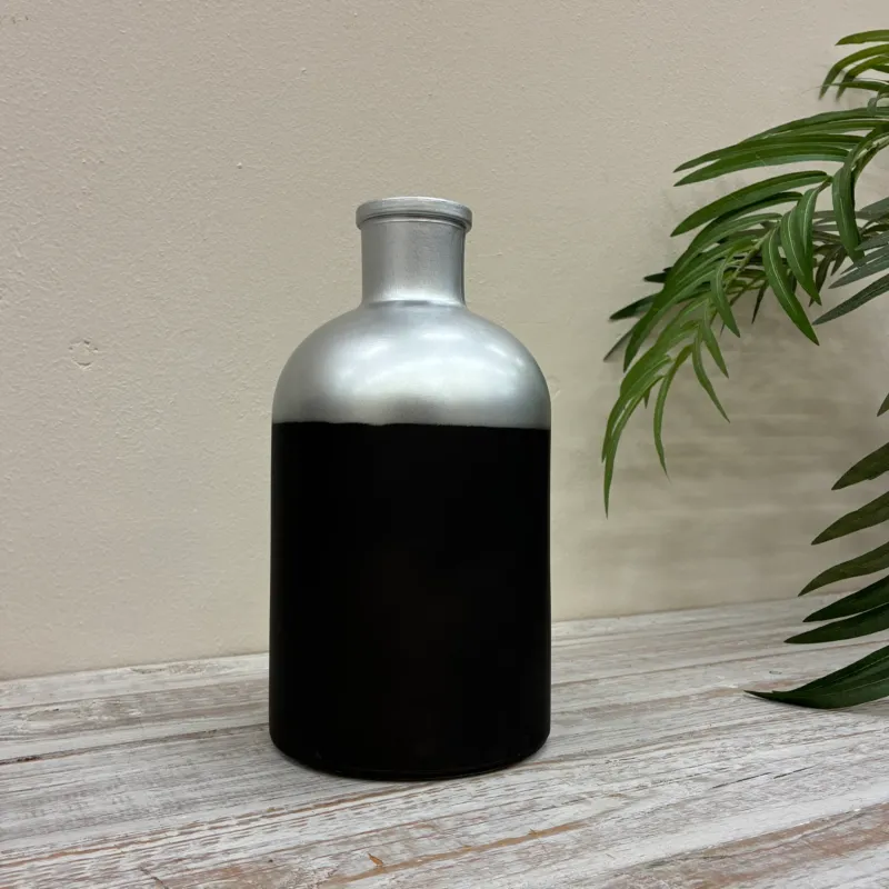 Countryfield Vase Silber Schwarz Matt Design Deko 27cm