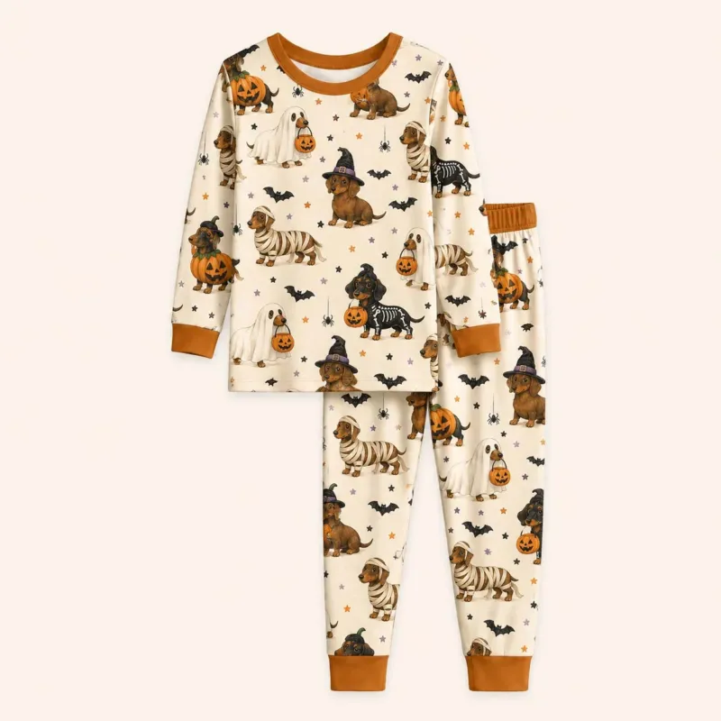 Dachshund Halloween Parade Bamboo Two Piece Long Sleeve Pajama Set – Bild 2