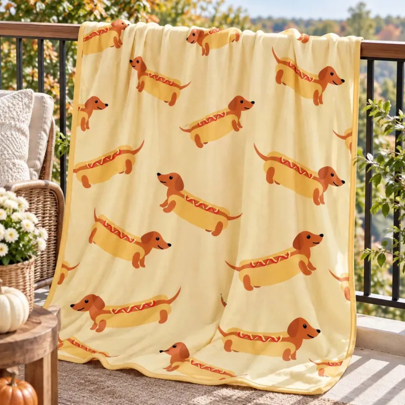 Dachshund Hot Dog Bamboo Blanket